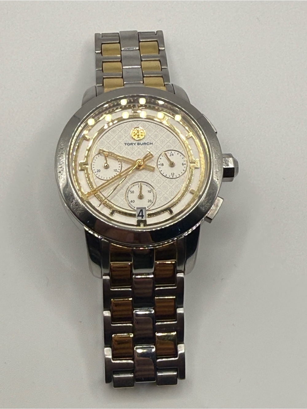 Tory Burch Two-Tone Silver and Gold Chronograph Bracelet Watch 32mm
